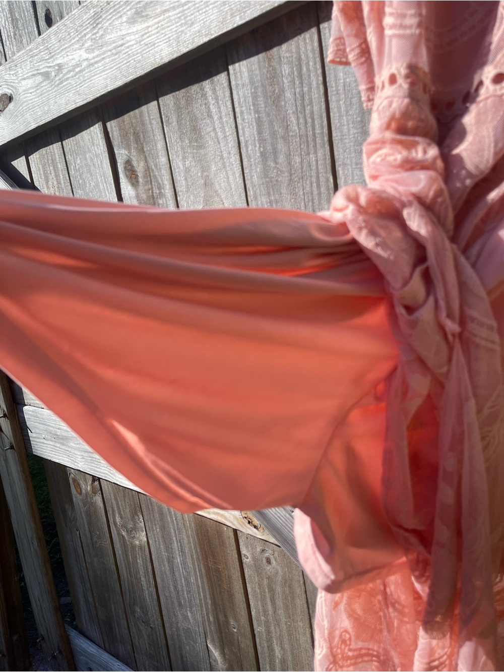 Sheer Blush Pink Lace Maxi Dress Sz XL - Picture 11 of 11